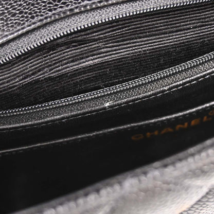 Chanel Black Caviar Skin Straight Flap Shoulder Bag