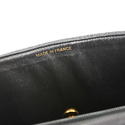 Chanel Black Caviar Skin Straight Flap Shoulder Bag