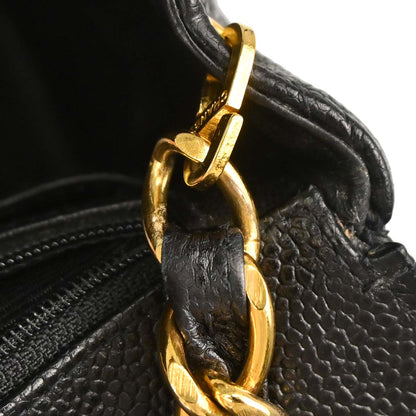 Chanel Black Caviar Skin Straight Flap Shoulder Bag