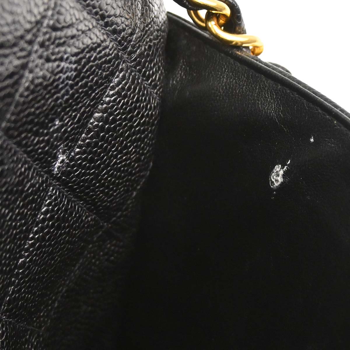 Chanel Black Caviar Skin Straight Flap Shoulder Bag