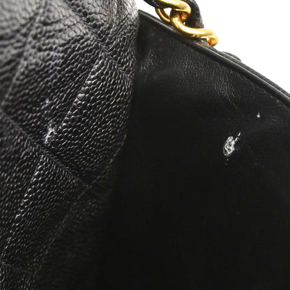 Chanel Black Caviar Skin Straight Flap Shoulder Bag