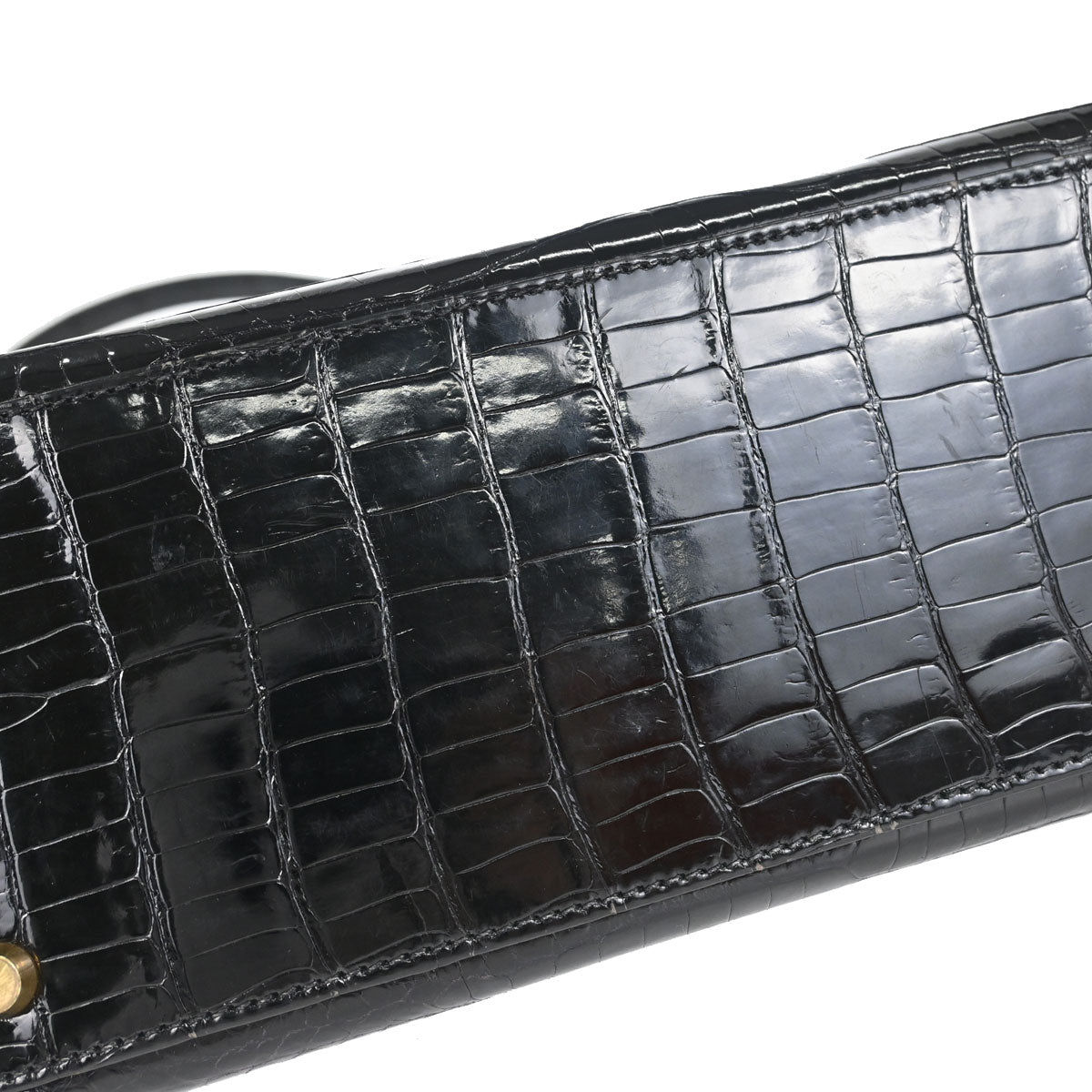 Hermes * 1996 Black Porosus Kelly 28 Sellier 2way Shoulder Handbag