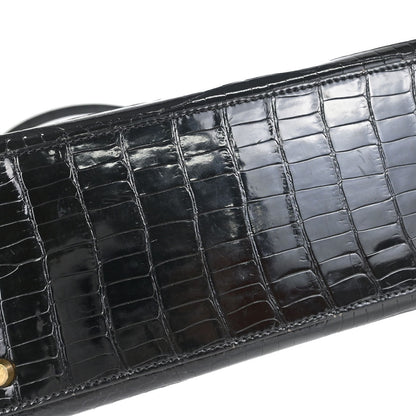 Hermes * 1996 Black Porosus Kelly 28 Sellier 2way Shoulder Handbag