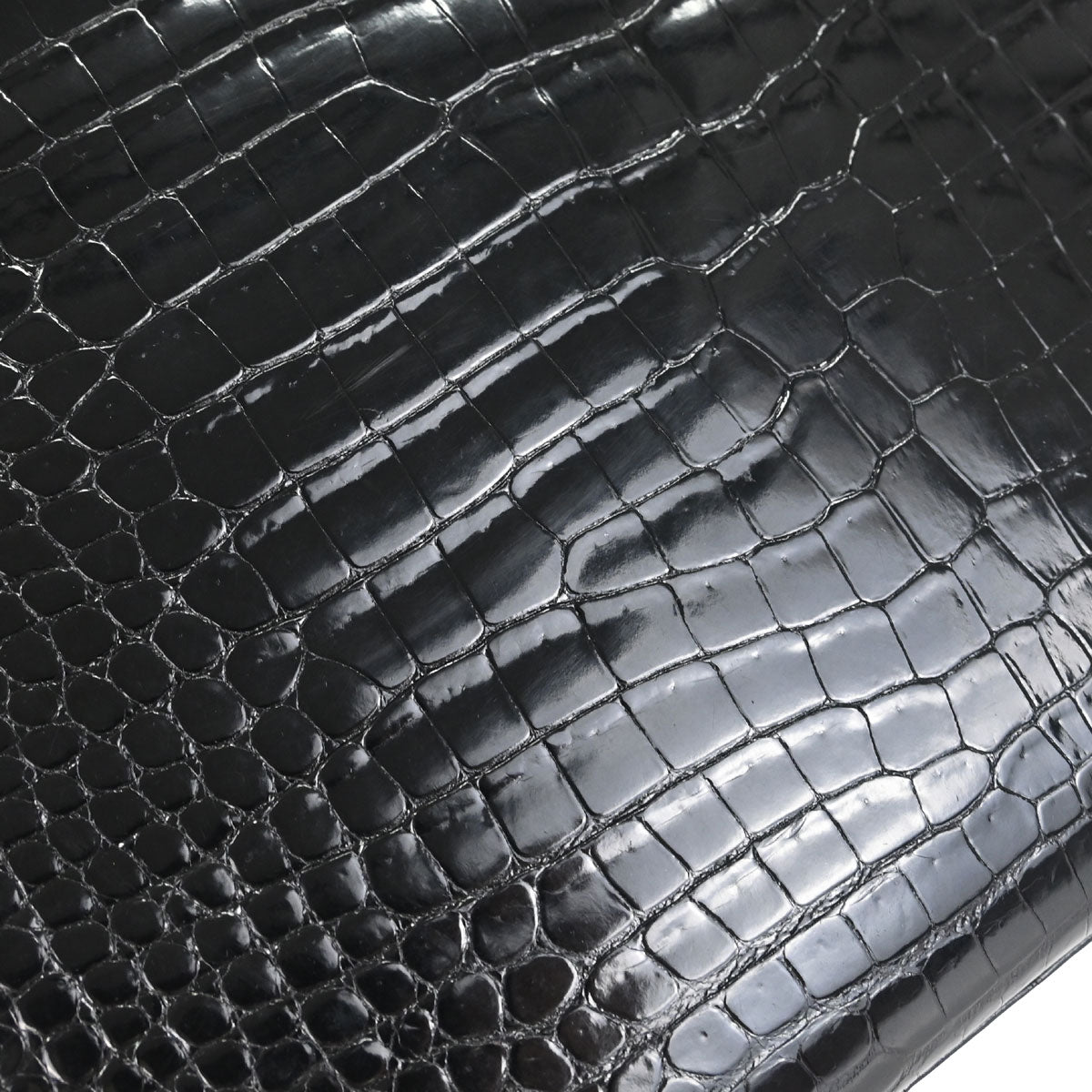 Hermes * 1996 Black Porosus Kelly 28 Sellier 2way Shoulder Handbag