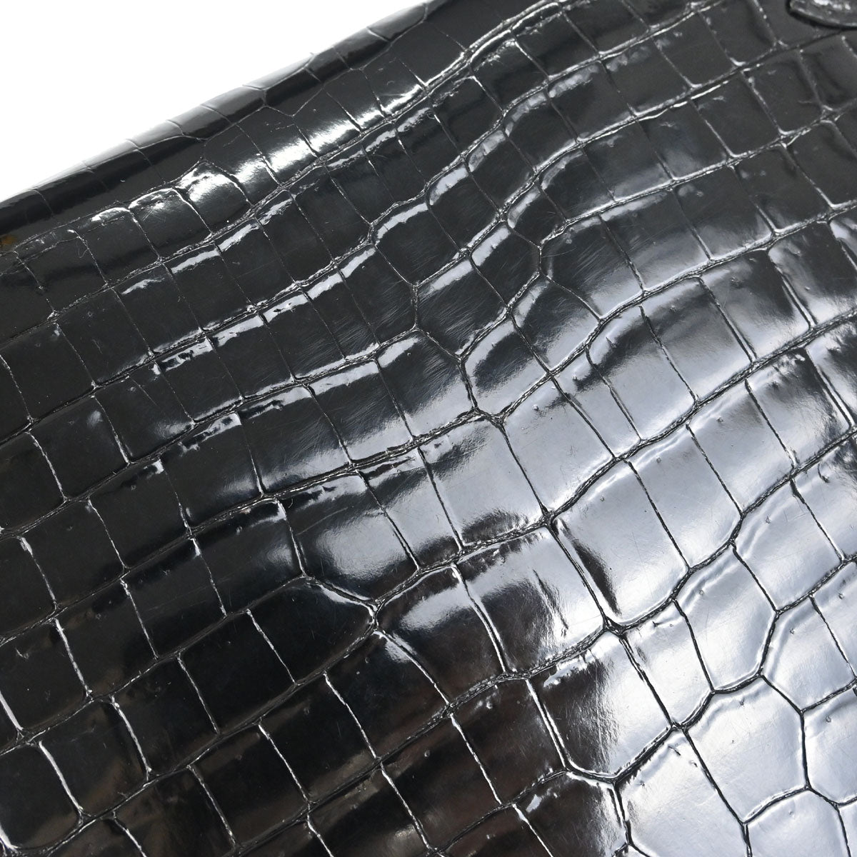 Hermes * 1996 Black Porosus Kelly 28 Sellier 2way Shoulder Handbag