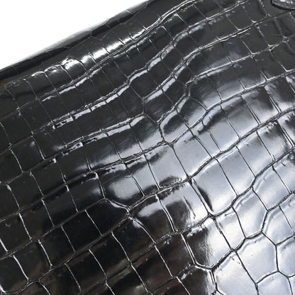 Hermes * 1996 Black Porosus Kelly 28 Sellier 2way Shoulder Handbag