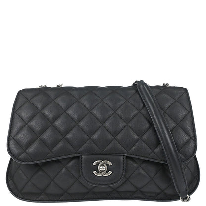 Chanel Black Calfskin Jumbo Double Flap Shoulder Bag