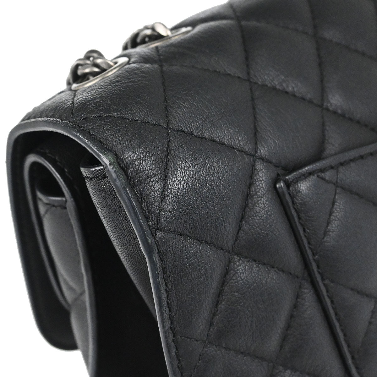 Chanel Black Calfskin Jumbo Double Flap Shoulder Bag