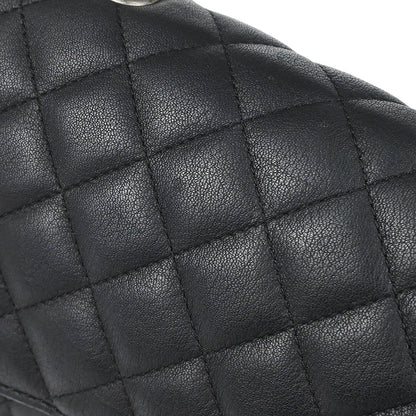 Chanel Black Calfskin Jumbo Double Flap Shoulder Bag