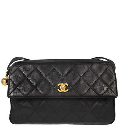 Chanel 1994-1996 Black Caviar Skin Camera Bag Jumbo