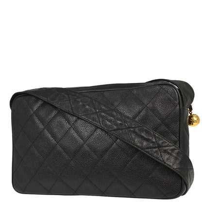 Chanel 1994-1996 Black Caviar Skin Camera Bag Jumbo