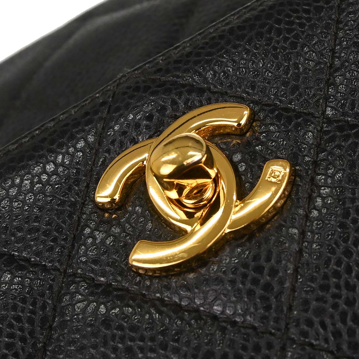 Chanel 1994-1996 Black Caviar Skin Camera Bag Jumbo