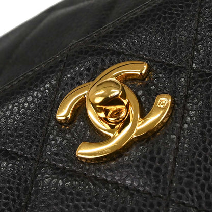 Chanel 1994-1996 Black Caviar Skin Camera Bag Jumbo