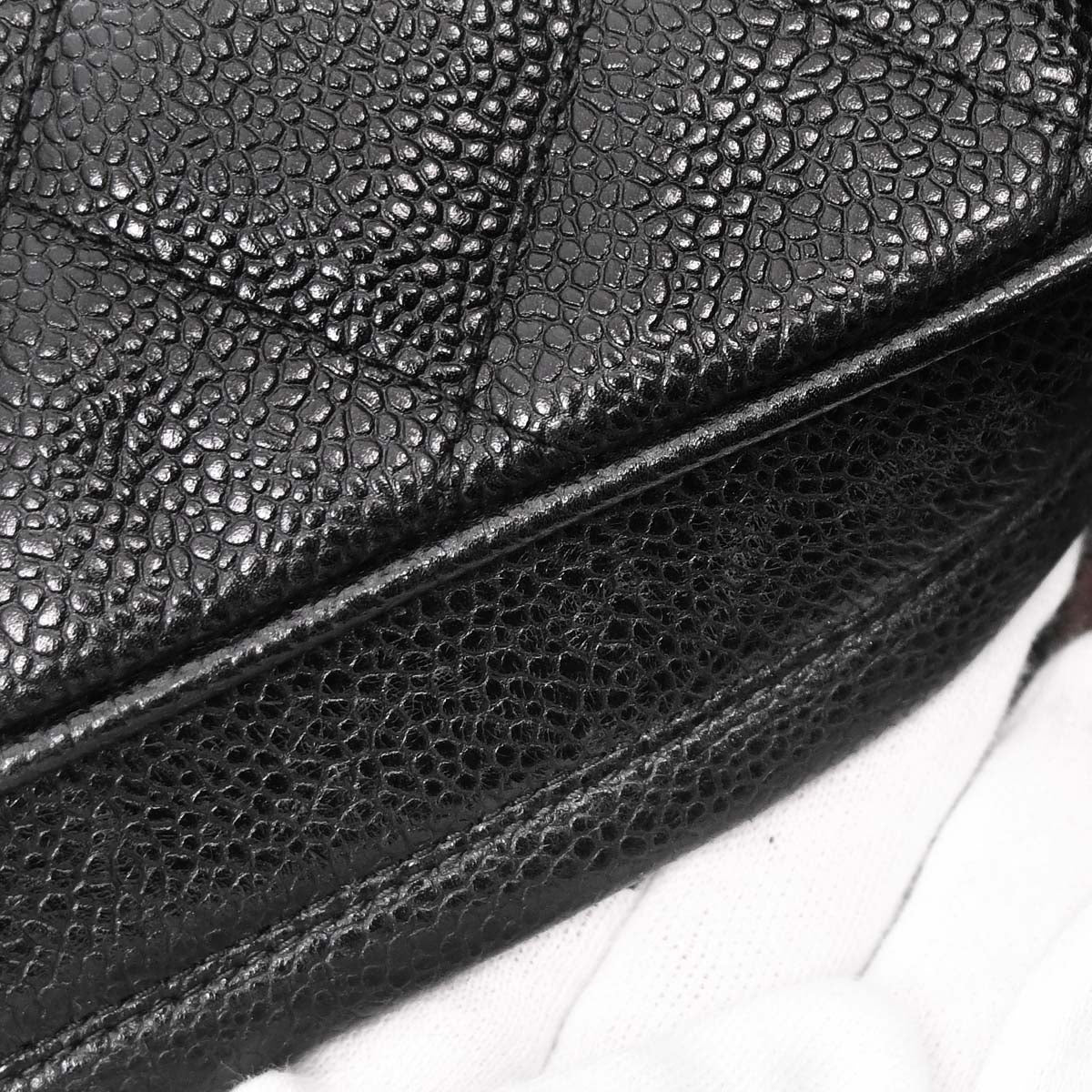 Chanel 1994-1996 Black Caviar Skin Camera Bag Jumbo