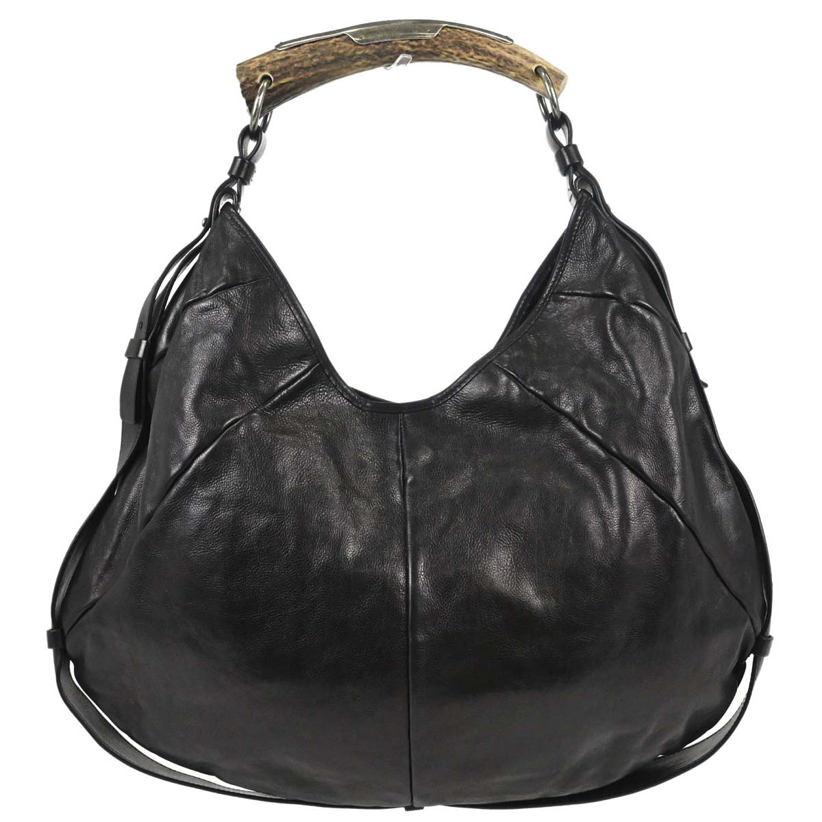 Yves Saint Laurent Black Leather Large Mombasa Handbag