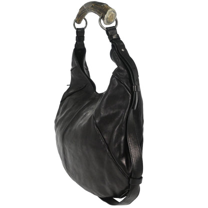 Yves Saint Laurent Black Leather Large Mombasa Handbag