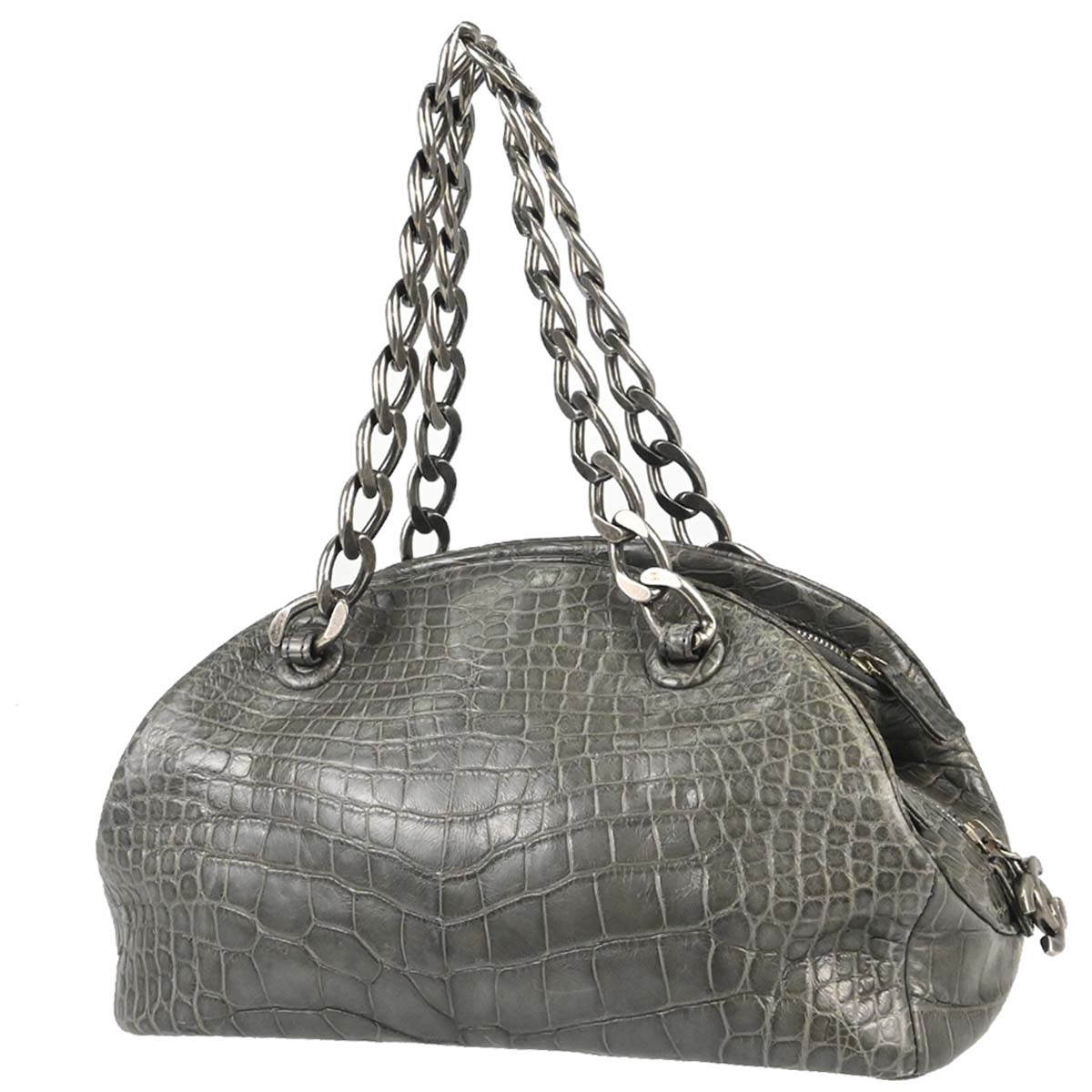 Chanel 2005-2006* Gray Crocodile Paris-New York Bowling Bag Handbag