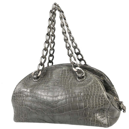 Chanel 2005-2006* Gray Crocodile Paris-New York Bowling Bag Handbag