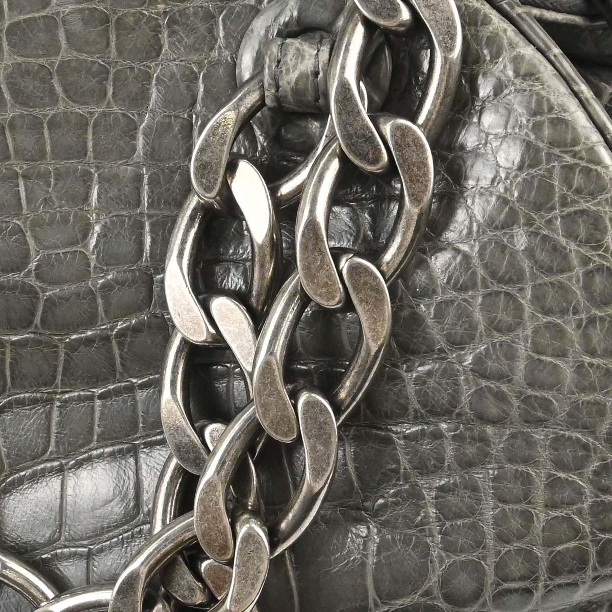 Chanel 2005-2006* Gray Crocodile Paris-New York Bowling Bag Handbag