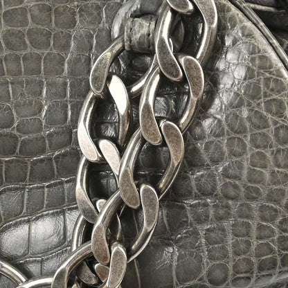 Chanel 2005-2006* Gray Crocodile Paris-New York Bowling Bag Handbag