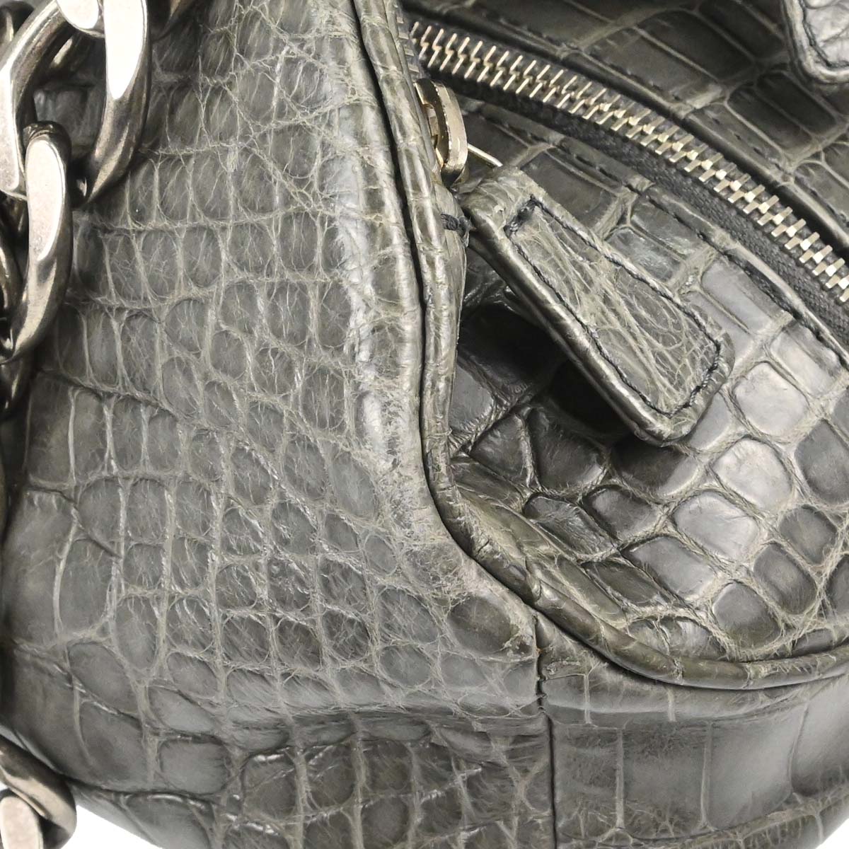 Chanel 2005-2006* Gray Crocodile Paris-New York Bowling Bag Handbag