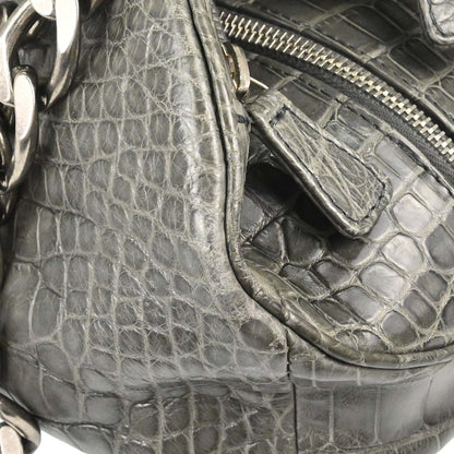 Chanel 2005-2006* Gray Crocodile Paris-New York Bowling Bag Handbag