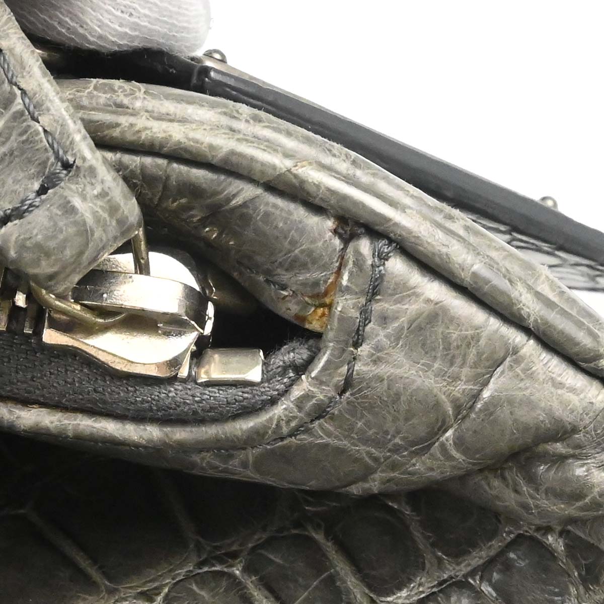Chanel 2005-2006* Gray Crocodile Paris-New York Bowling Bag Handbag