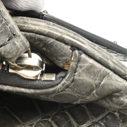 Chanel 2005-2006* Gray Crocodile Paris-New York Bowling Bag Handbag