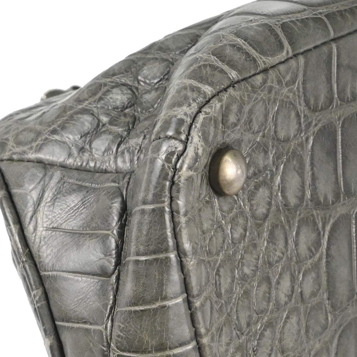 Chanel 2005-2006* Gray Crocodile Paris-New York Bowling Bag Handbag