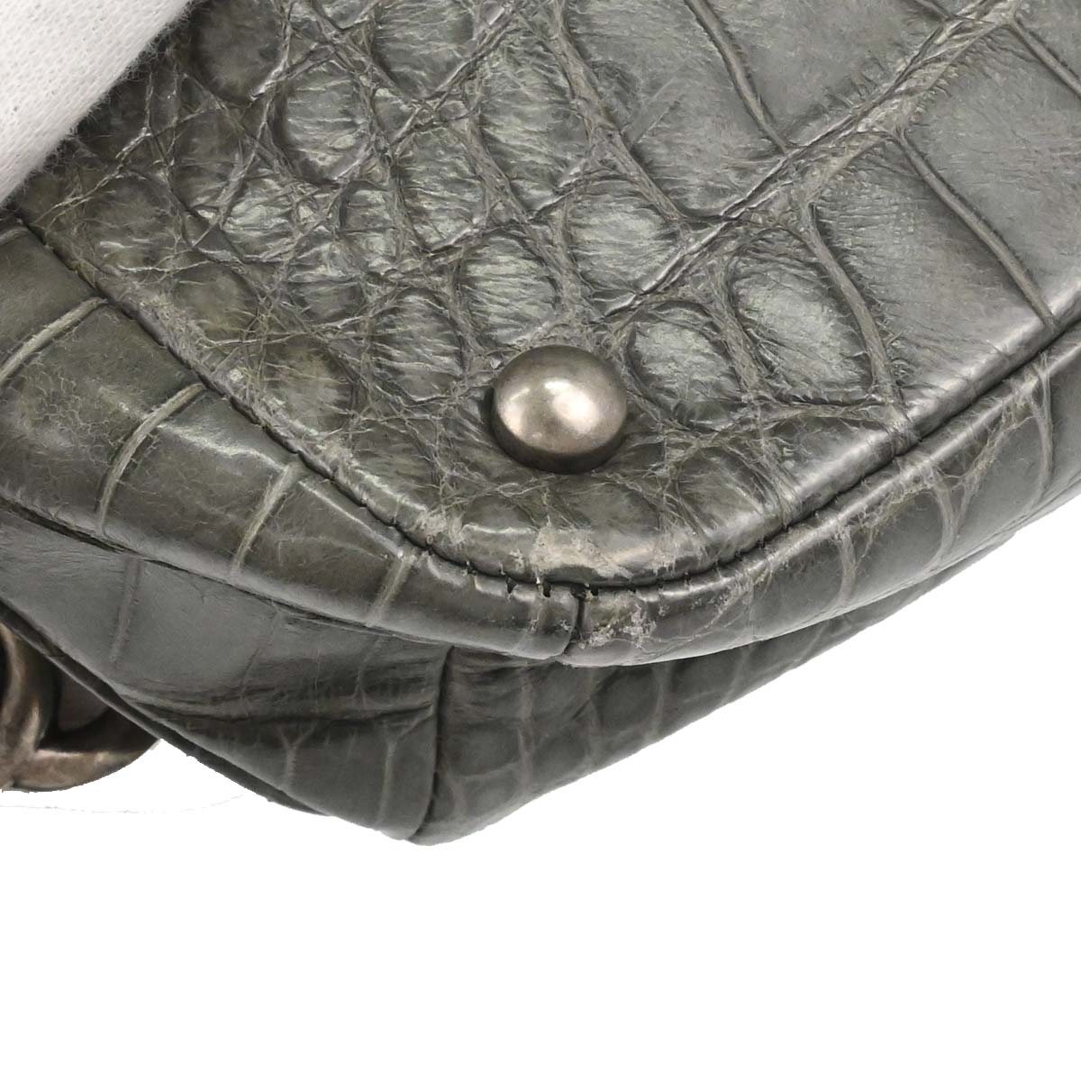 Chanel 2005-2006* Gray Crocodile Paris-New York Bowling Bag Handbag