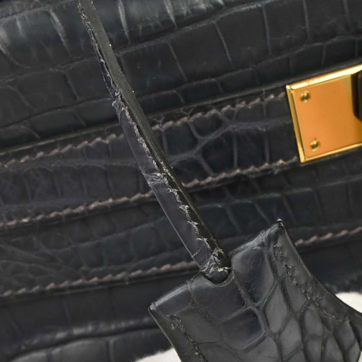 Hermes * 2001 Blue Indigo Matt Niloticus Kelly 28 Retourne 2way Shoulder Handbag