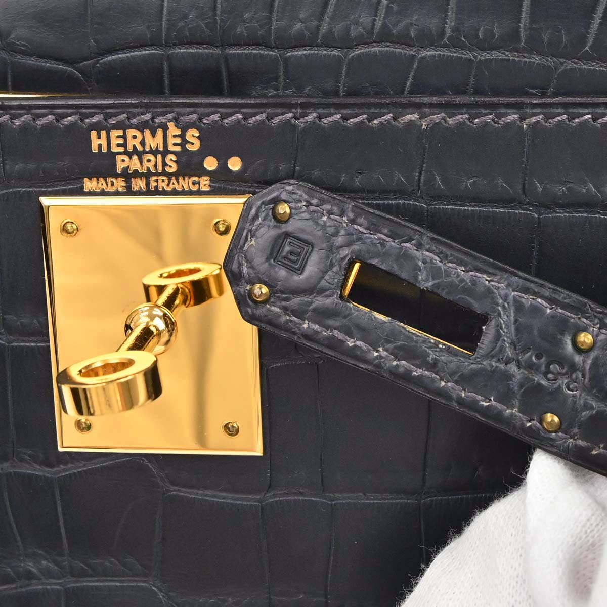 Hermes * 2001 Blue Indigo Matt Niloticus Kelly 28 Retourne 2way Shoulder Handbag