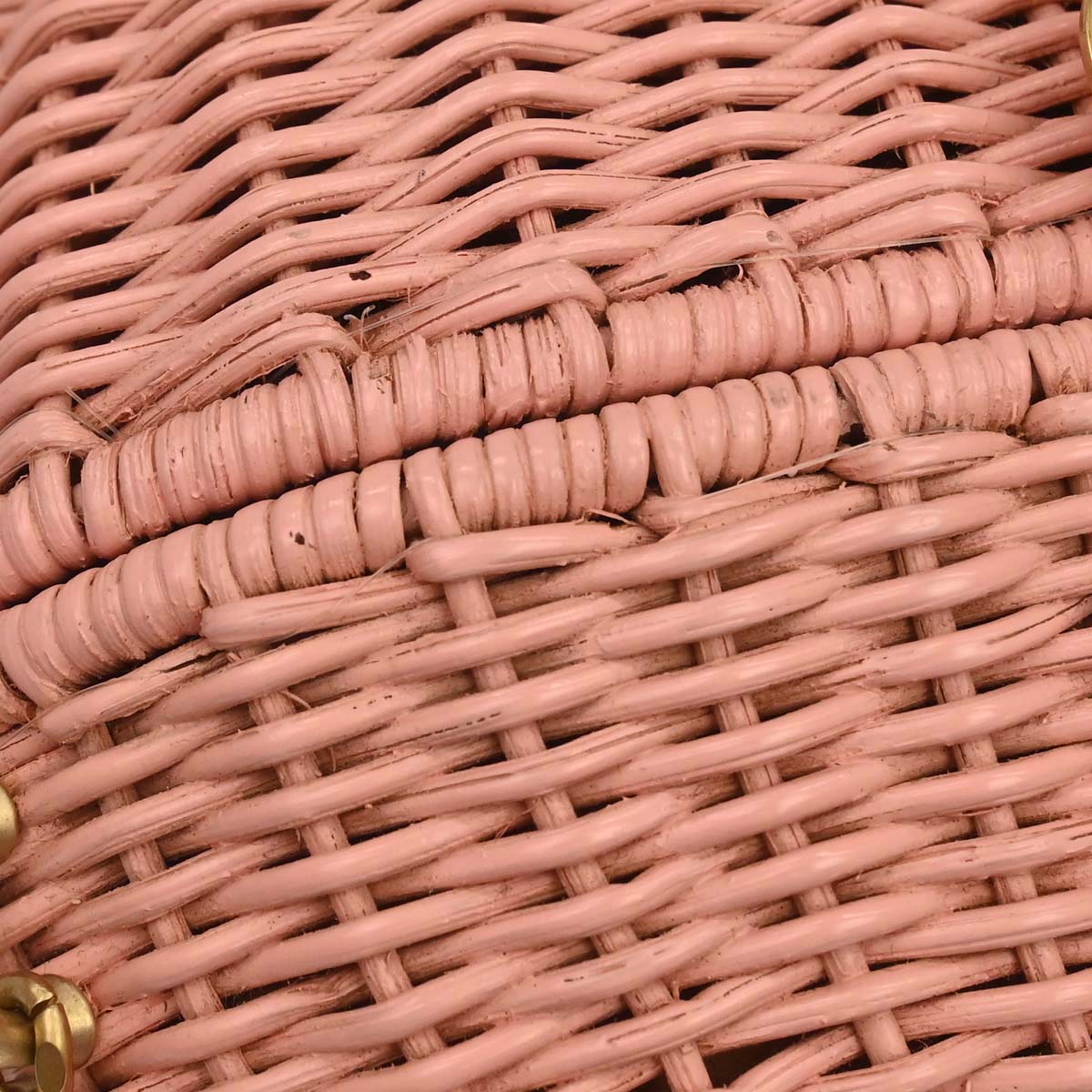 Chanel 2005-2006 Pink Rattan Heart Lock Basket Bag 2way Shoulder Handbag