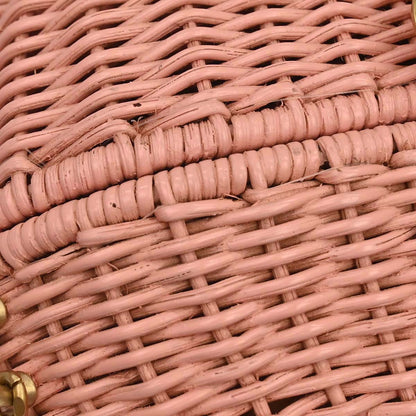 Chanel 2005-2006 Pink Rattan Heart Lock Basket Bag 2way Shoulder Handbag