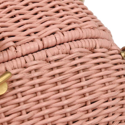 Chanel 2005-2006 Pink Rattan Heart Lock Basket Bag 2way Shoulder Handbag