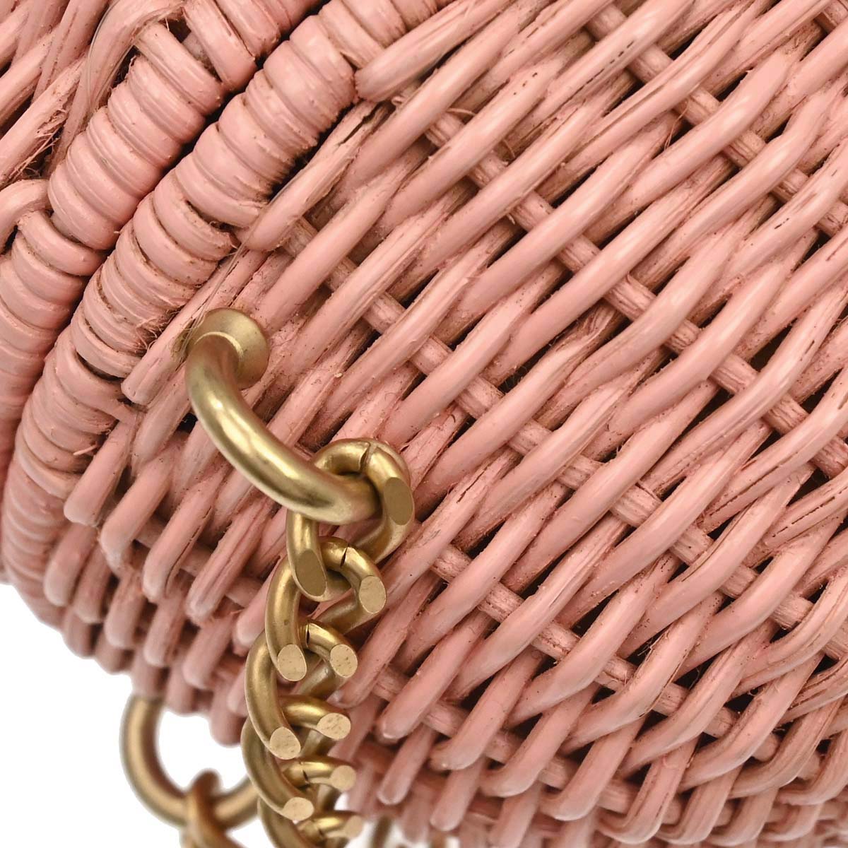 Chanel 2005-2006 Pink Rattan Heart Lock Basket Bag 2way Shoulder Handbag
