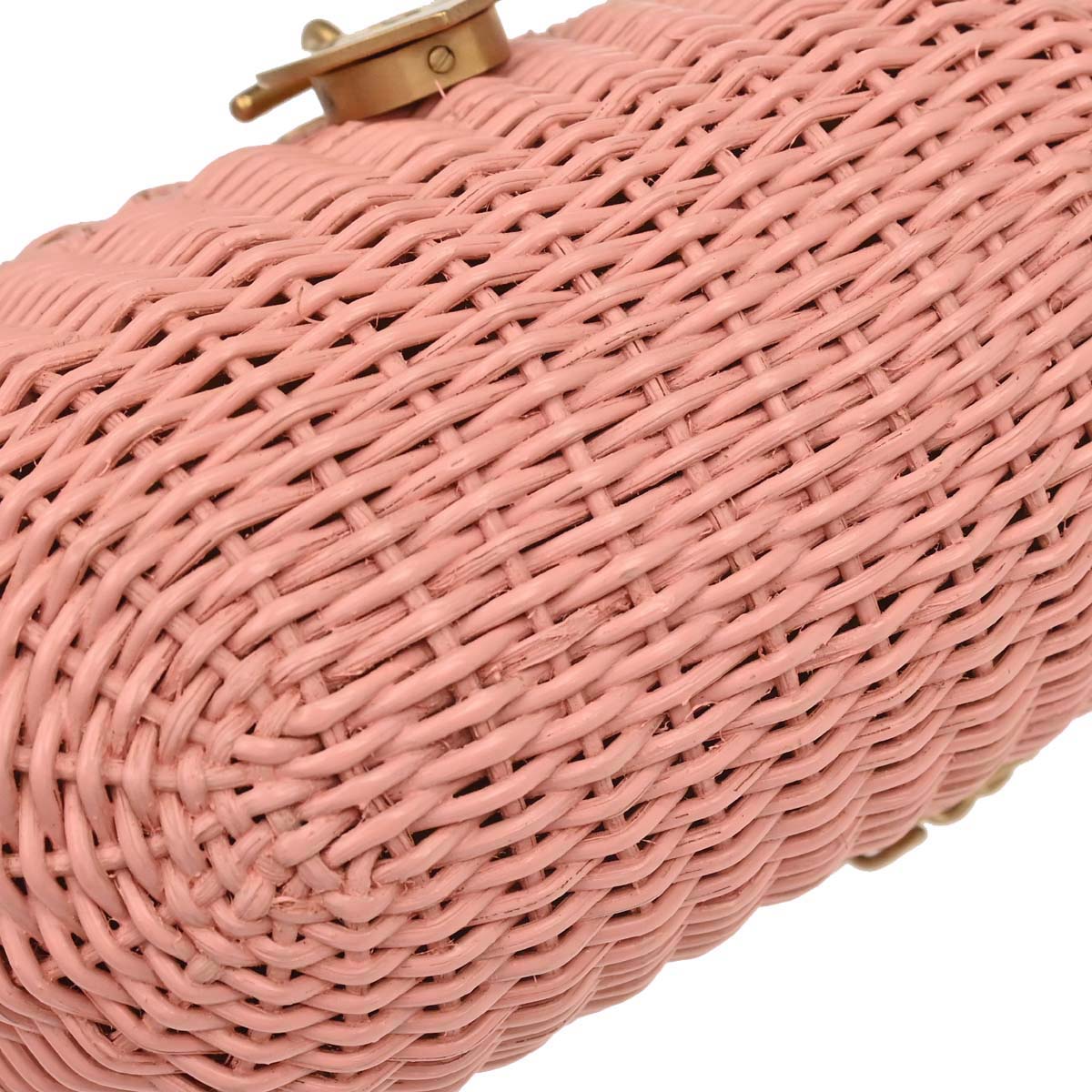Chanel 2005-2006 Pink Rattan Heart Lock Basket Bag 2way Shoulder Handbag