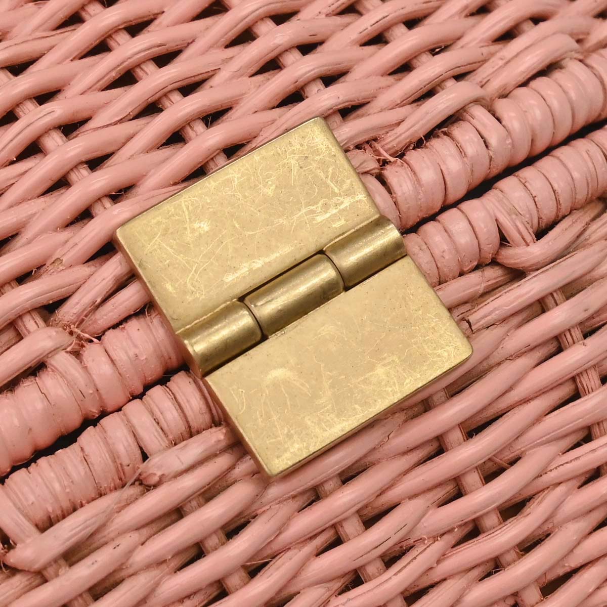Chanel 2005-2006 Pink Rattan Heart Lock Basket Bag 2way Shoulder Handbag