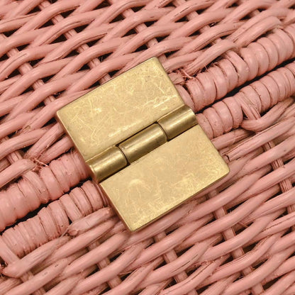 Chanel 2005-2006 Pink Rattan Heart Lock Basket Bag 2way Shoulder Handbag