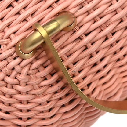 Chanel 2005-2006 Pink Rattan Heart Lock Basket Bag 2way Shoulder Handbag