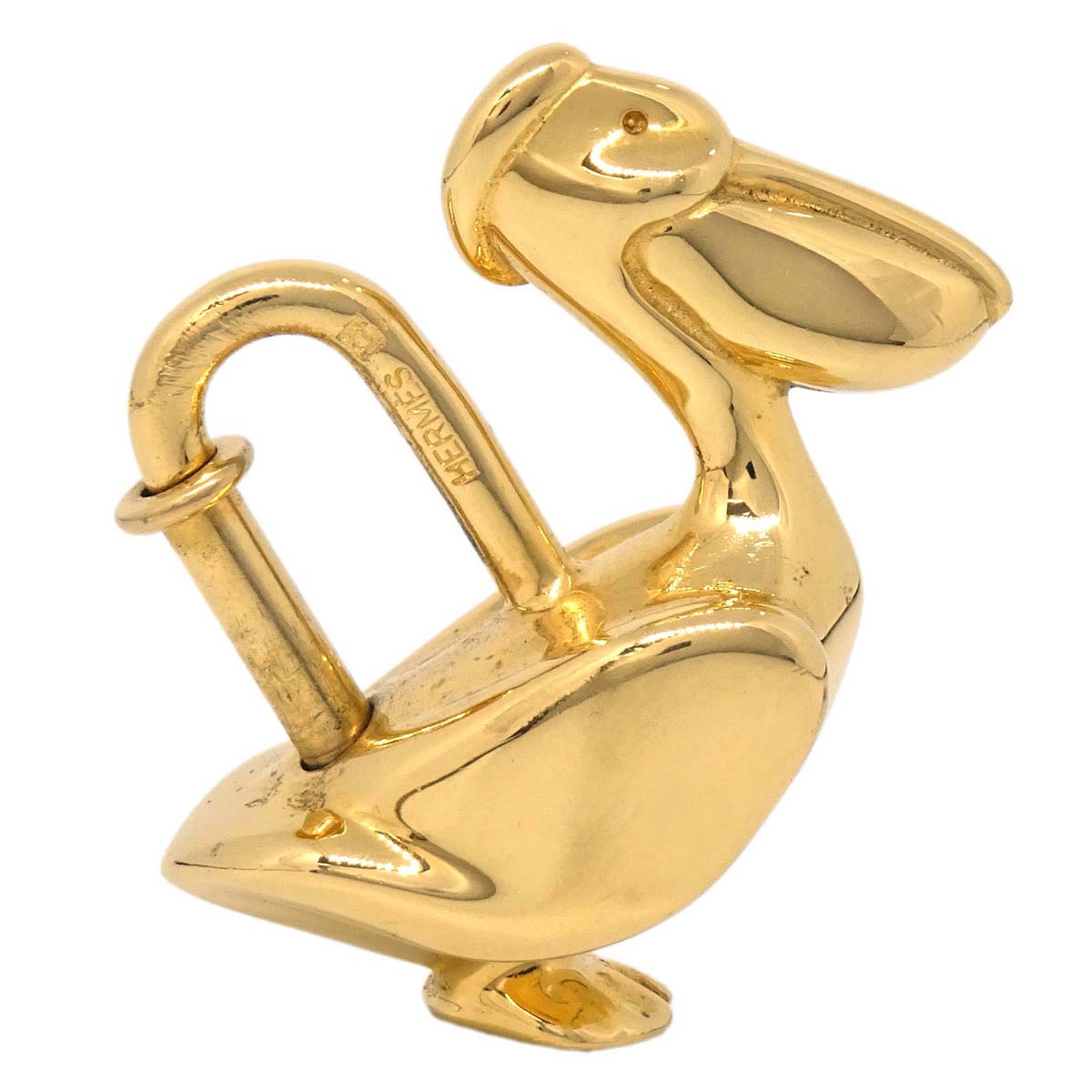 Hermes Pelican Motif 1992 Limited Cadena Padlock Gold Bag Charm