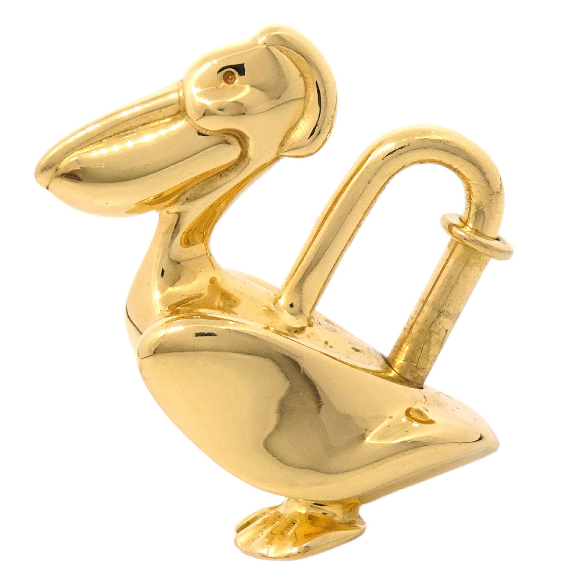 Hermes Pelican Motif 1992 Limited Cadena Padlock Gold Bag Charm