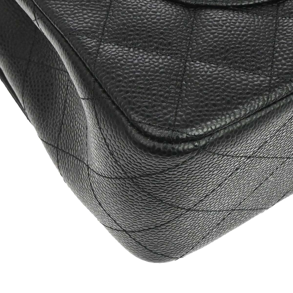 Chanel Black Caviar Skin Jumbo Classic Double Flap Shoulder Bag