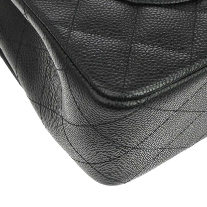 Chanel Black Caviar Skin Jumbo Classic Double Flap Shoulder Bag