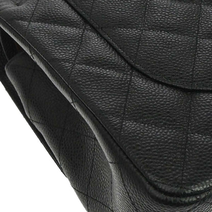 Chanel Black Caviar Skin Jumbo Classic Double Flap Shoulder Bag