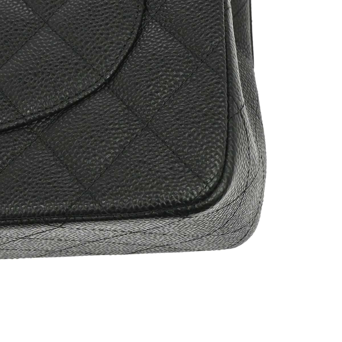 Chanel Black Caviar Skin Jumbo Classic Double Flap Shoulder Bag