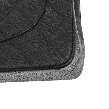 Chanel Black Caviar Skin Jumbo Classic Double Flap Shoulder Bag