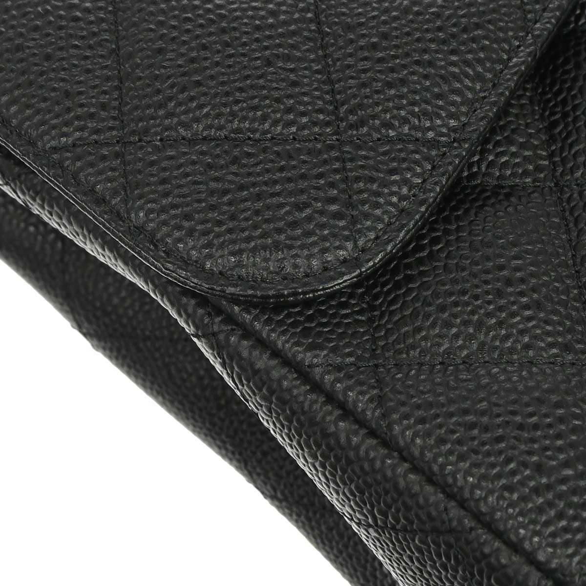 Chanel Black Caviar Skin Jumbo Classic Double Flap Shoulder Bag