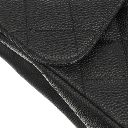 Chanel Black Caviar Skin Jumbo Classic Double Flap Shoulder Bag