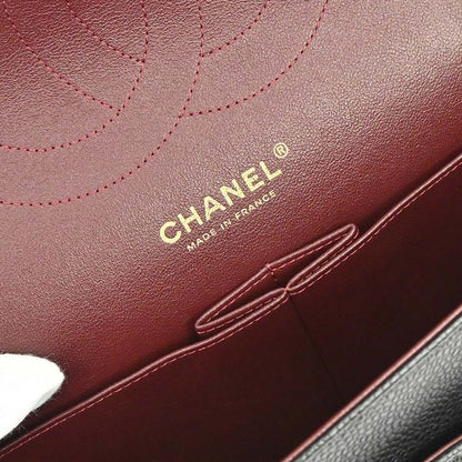 Chanel Black Caviar Skin Jumbo Classic Double Flap Shoulder Bag